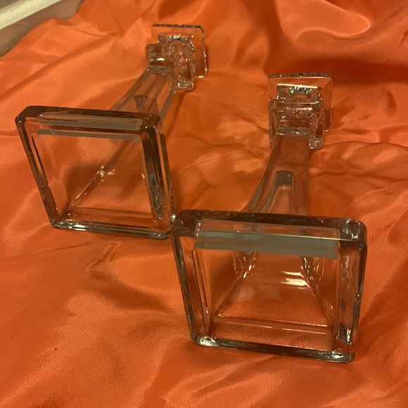 Pair Glass Candlestick Holders - Picture 6 of 9